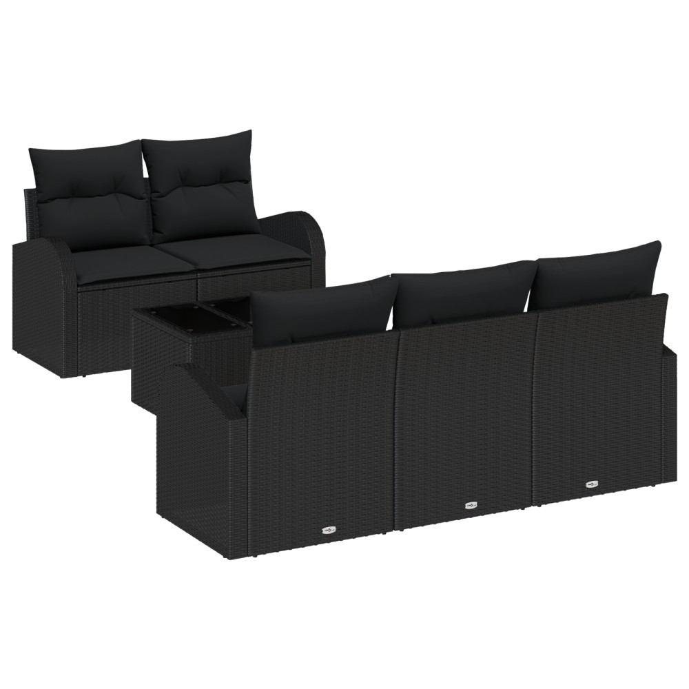 vidaXL Set de canapele pentru grădină 6 pcs Negru 55 x 55 x 37 cm