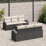 vidaXL Set de canapele pentru grădină 7 pcs Negru 55 x 55 x 37 cm