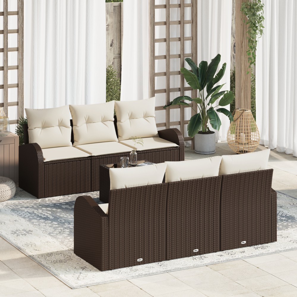 vidaXL Set de canapele pentru grădină 7 pcs Maro 55 x 55 x 37 cm