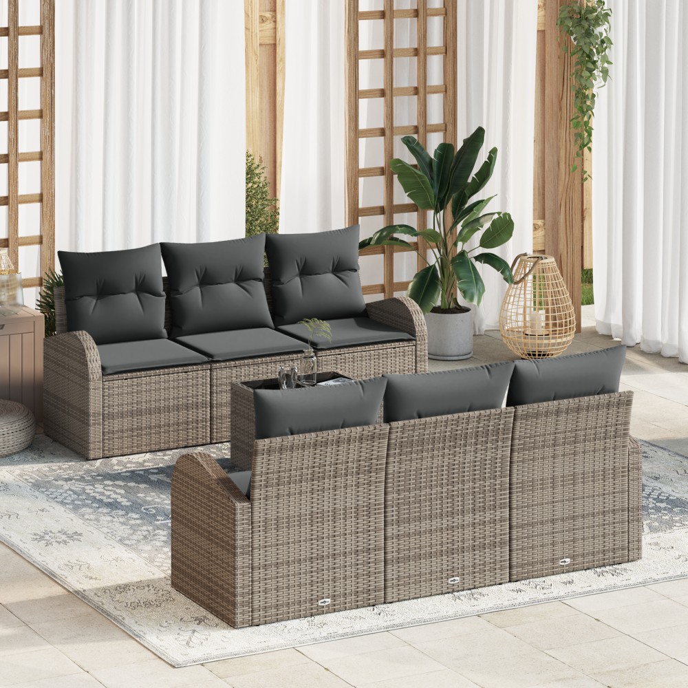 vidaXL Set de canapele pentru grădină 7 pcs Gri 55 x 55 x 37 cm