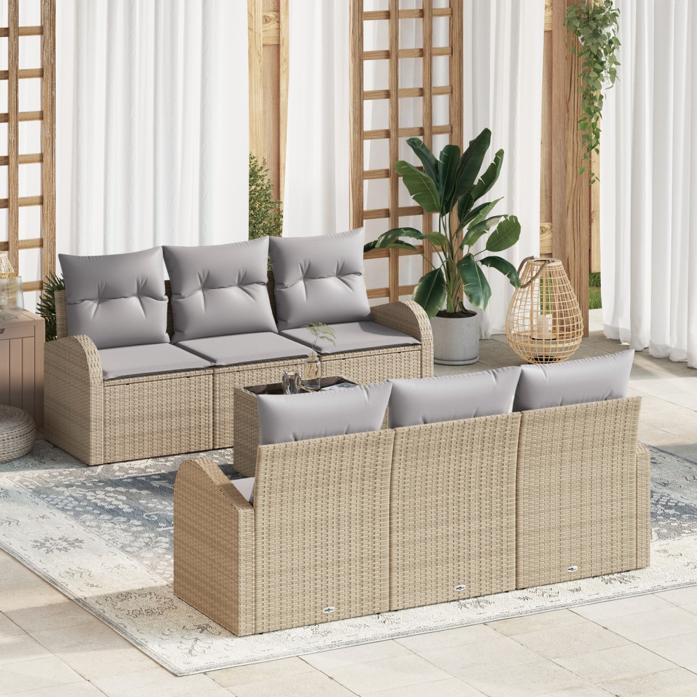 vidaXL Set de canapele pentru grădină 7 pcs Bej 55 x 55 x 37 cm
