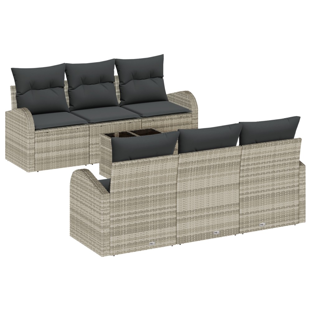 vidaXL Set de canapele pentru grădină cu pernă 7 pcs Gri deschis