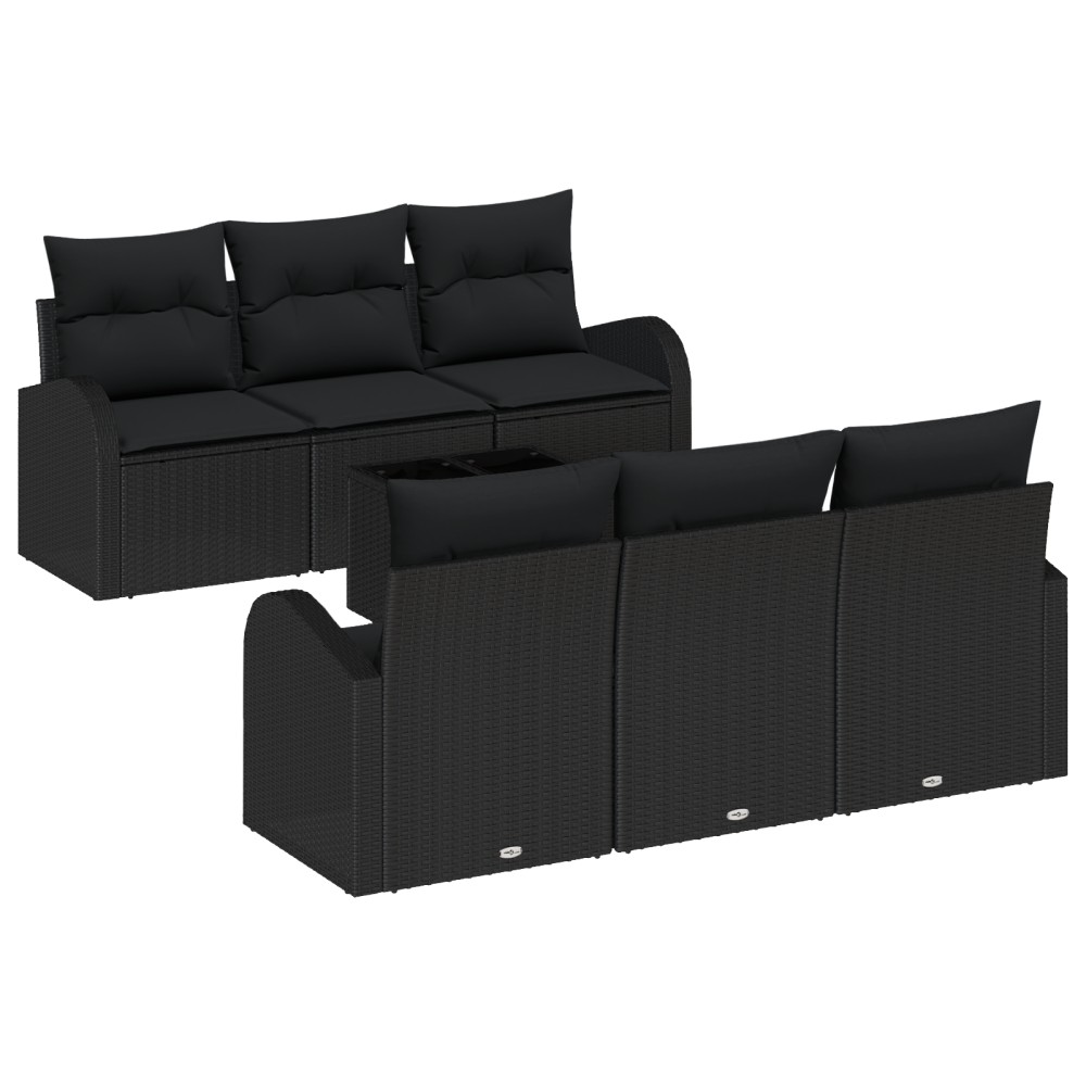 vidaXL Set de canapele pentru grădină 7 pcs Negru 55 x 55 x 37 cm