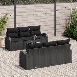 vidaXL Set de canapele pentru grădină 7 pcs Negru 55 x 55 x 37 cm