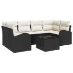 vidaXL Set de canapele pentru grădină 7 pcs Negru 55 x 55 x 37 cm