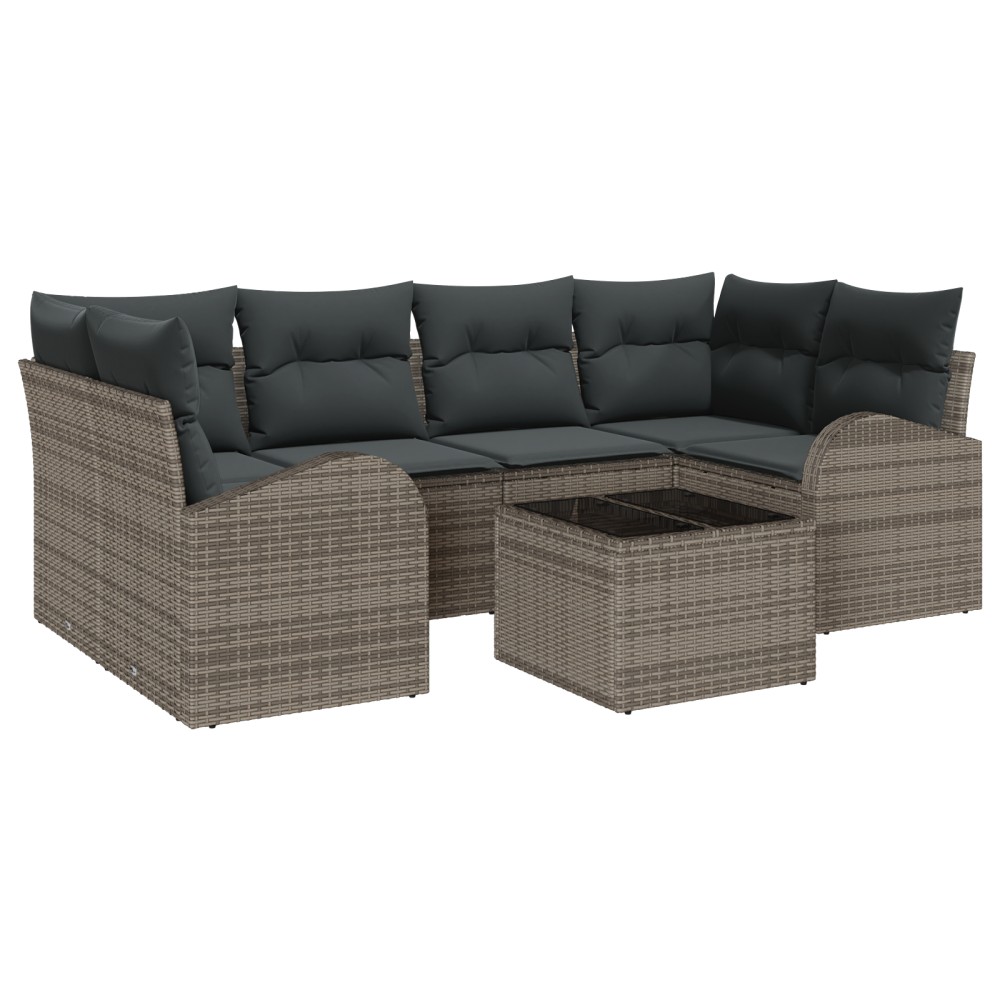 vidaXL Set de canapele pentru grădină 7 pcs Gri 55 x 55 x 37 cm