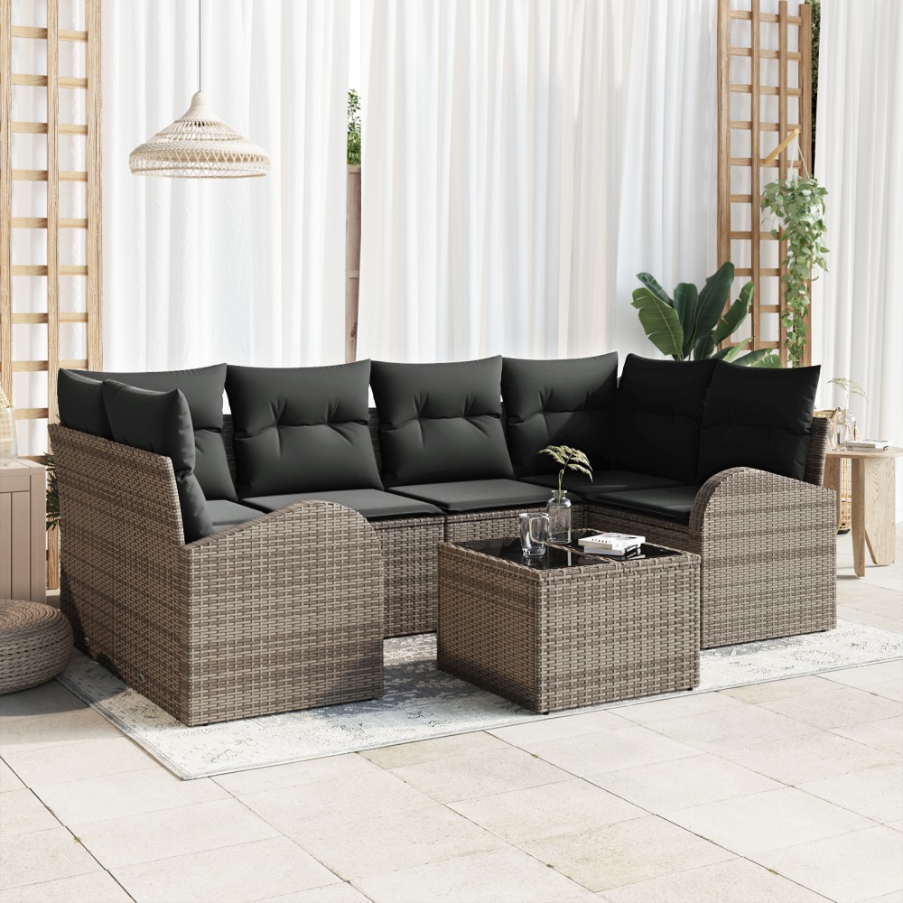 vidaXL Set de canapele pentru grădină 7 pcs Gri 55 x 55 x 37 cm