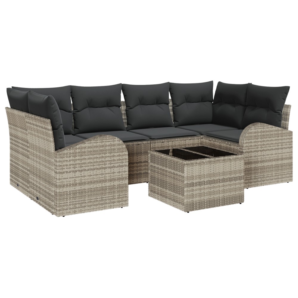 vidaXL Set de canapele pentru grădină cu pernă 7 pcs Gri deschis