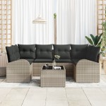 vidaXL Set de canapele pentru grădină cu pernă 7 pcs Gri deschis vidaXL Set de canapele pentru grădină cu pernă 7 pcs Gri deschis