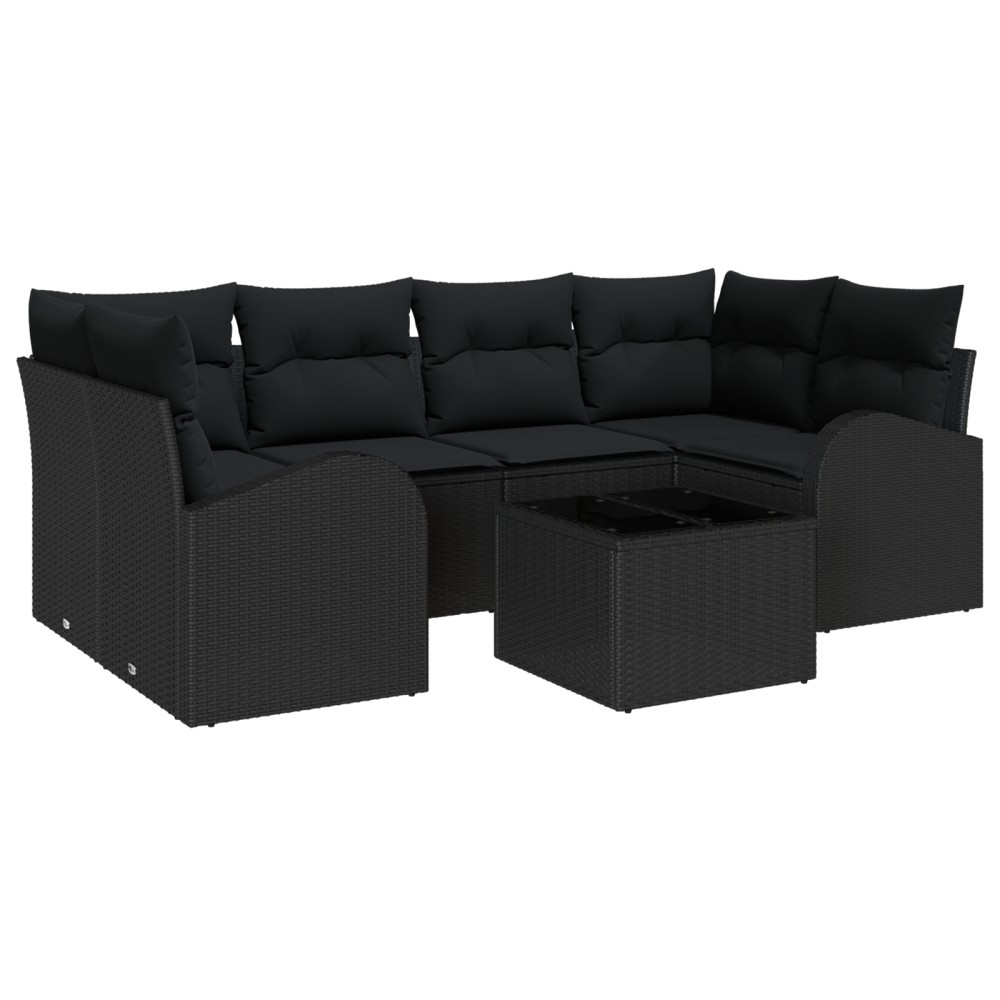 vidaXL Set de canapele pentru grădină 7 pcs Negru 55 x 55 x 37 cm