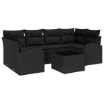 vidaXL Set de canapele pentru grădină 7 pcs Negru 55 x 55 x 37 cm