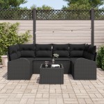 vidaXL Set de canapele pentru grădină 7 pcs Negru 55 x 55 x 37 cm