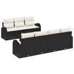vidaXL Set sofa grădină de 8 piese cu perne negru ratan polimer