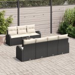 vidaXL Set sofa grădină de 8 piese cu perne negru ratan polimer
