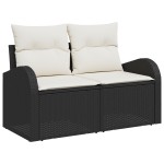 vidaXL Set sofa grădină de 8 piese cu perne negru ratan polimer