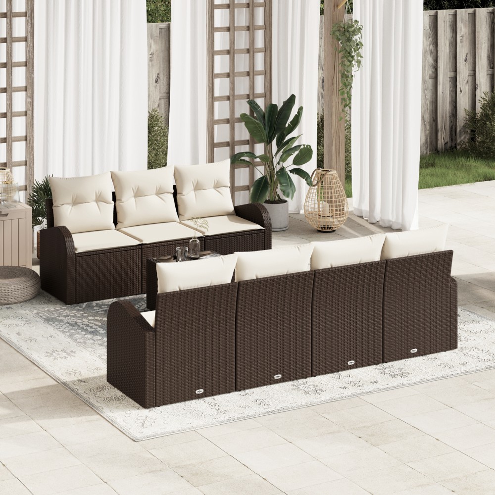 vidaXL Set de canapele pentru grădină 8 pcs Maro 55 x 55 x 37 cm