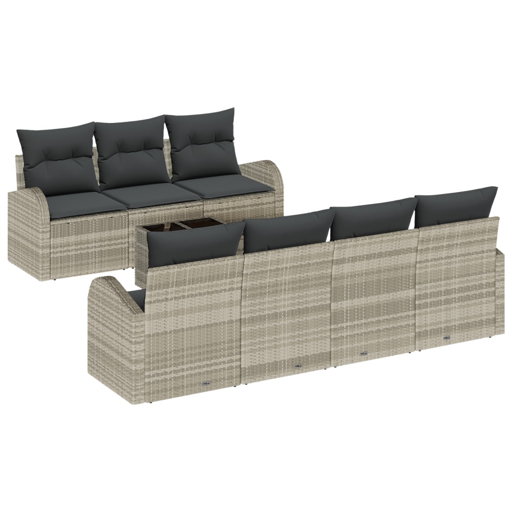 vidaXL Set de canapele pentru grădină 8 pcs Gri deschis
