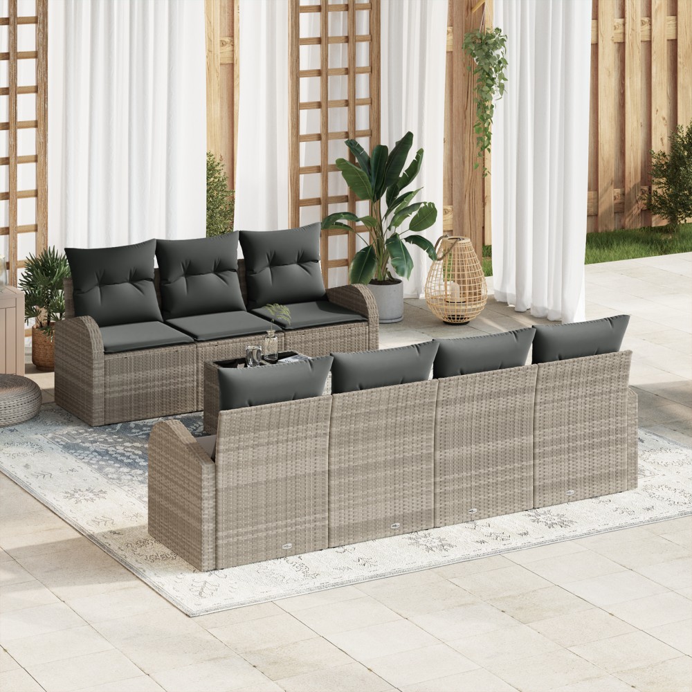 vidaXL Set de canapele pentru grădină 8 pcs Gri deschis