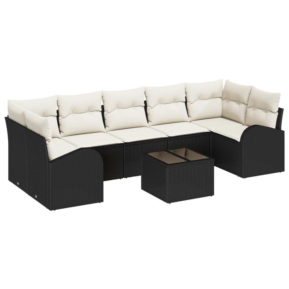 vidaXL Set de canapele pentru grădină 8 pcs Negru 55 x 55 x 37 cm