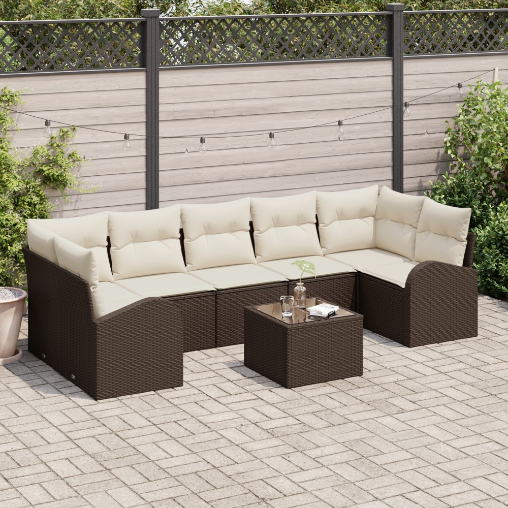 vidaXL Set de canapele pentru grădină 8 pcs Maro 55 x 55 x 37 cm