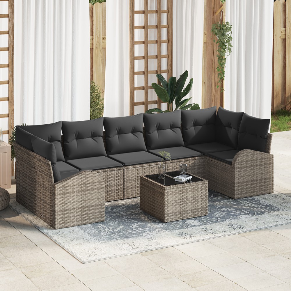 vidaXL Set de canapele pentru grădină 8 pcs Gri 55 x 55 x 37 cm