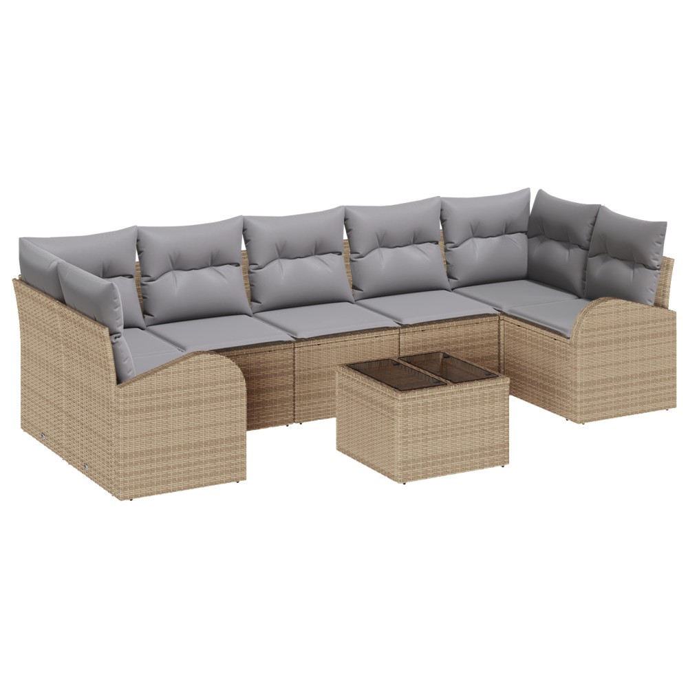 vidaXL Set de canapele pentru grădină 8 pcs Bej 55 x 55 x 37 cm