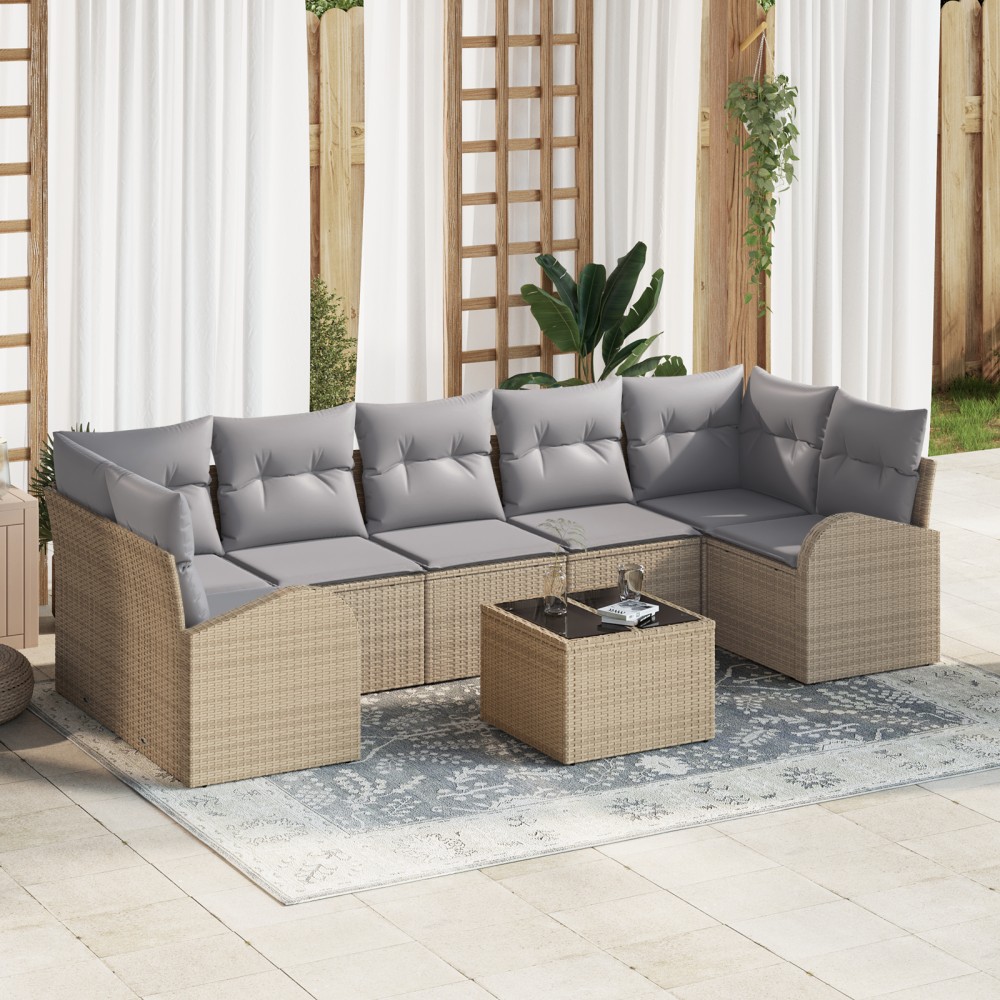 vidaXL Set de canapele pentru grădină 8 pcs Bej 55 x 55 x 37 cm