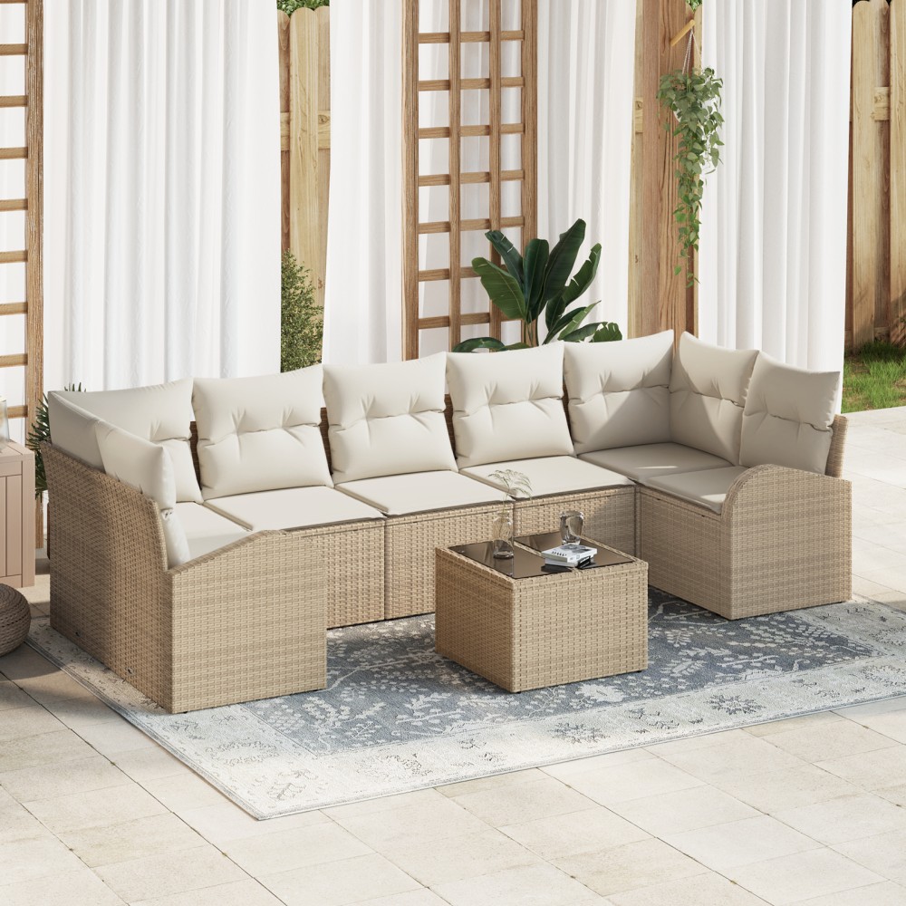 vidaXL Set de canapele pentru grădină 8 pcs Bej 55 x 55 x 37 cm