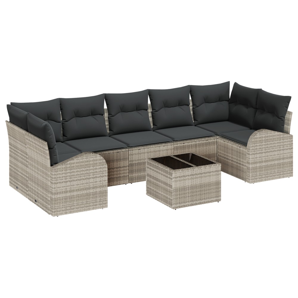 vidaXL Set de canapele pentru grădină 8 pcs Gri deschis