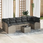 vidaXL Set de canapele pentru grădină 8 pcs Gri deschis