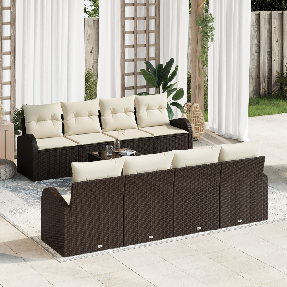 vidaXL Set de canapele pentru grădină 7 pcs Maro și Bej