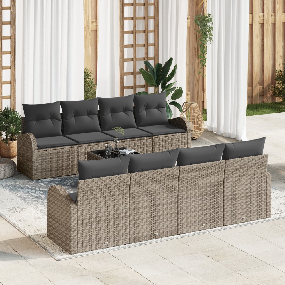 vidaXL Set de canapele pentru grădină 7 pcs Gri și Gri Închis