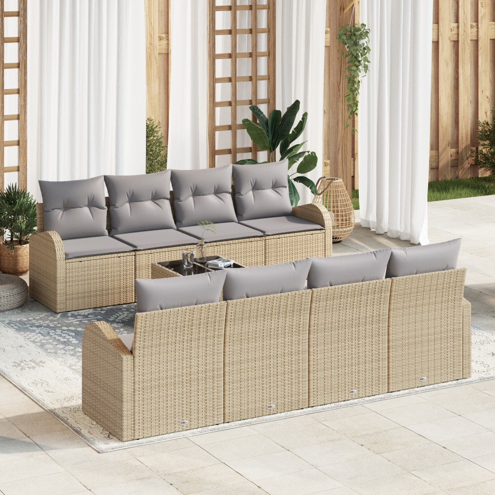 vidaXL Set de canapele pentru grădină 7 pcs Bej 55 x 55 x 37 cm