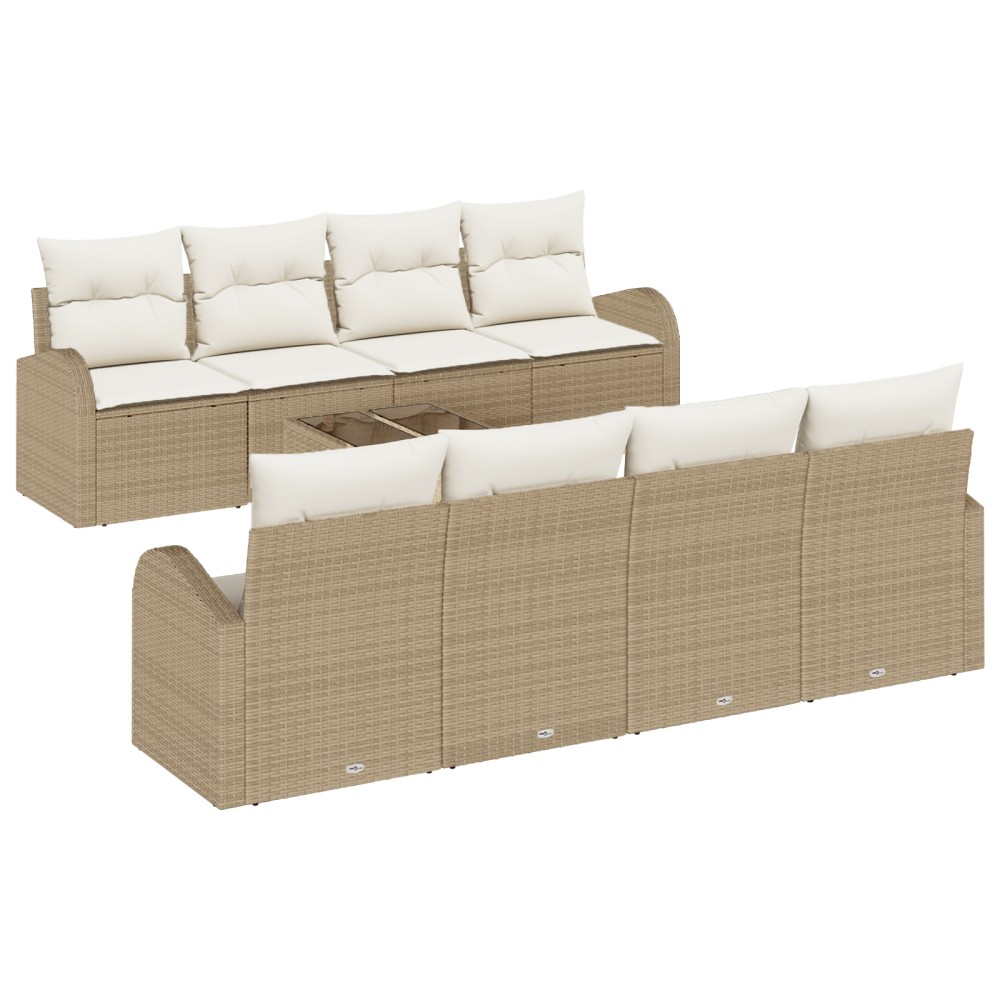 vidaXL Set de canapele pentru grădină 7 pcs Bej și Alb 55 x 55 x 37 cm
