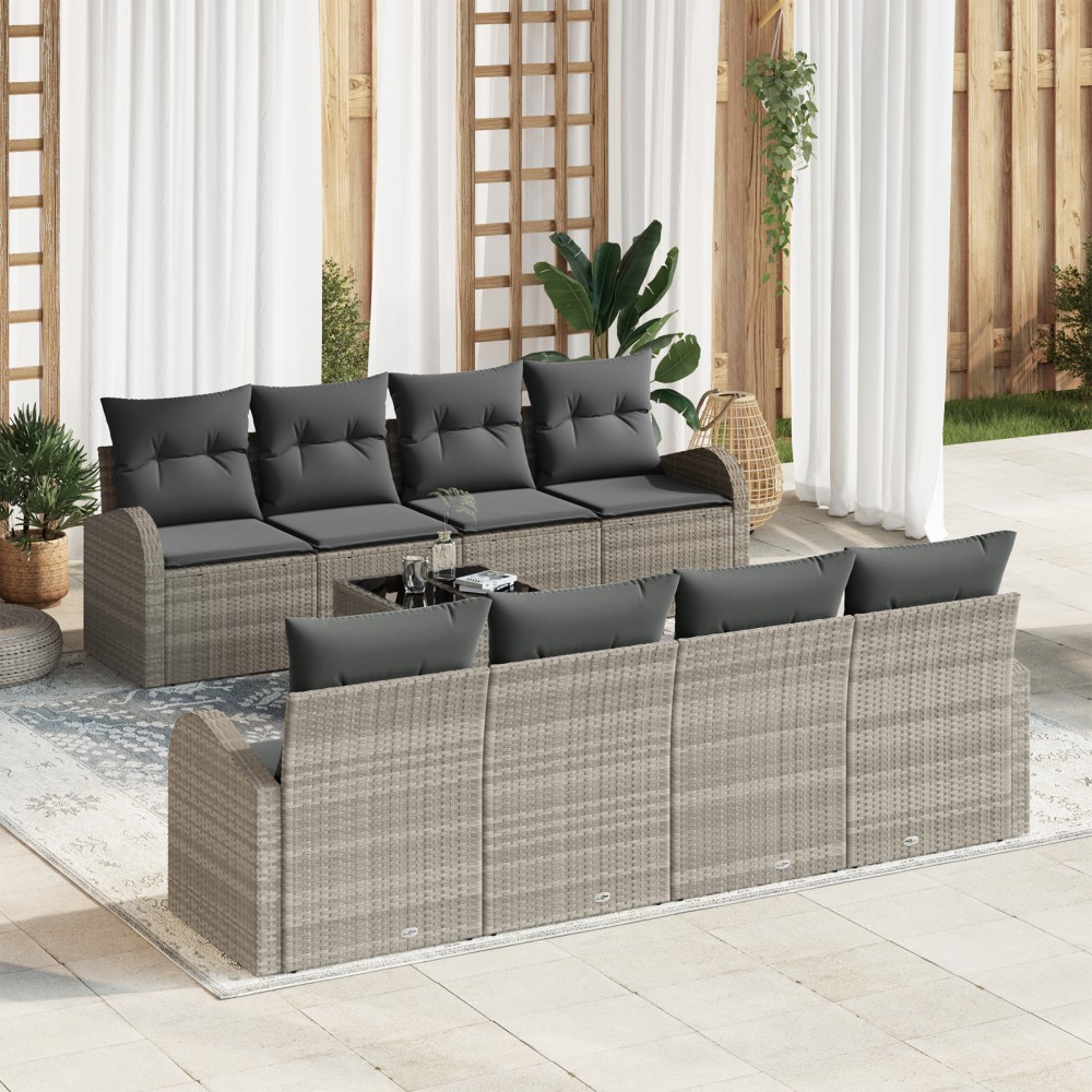 vidaXL Set de canapele pentru grădină 7 pcs Gri deschis