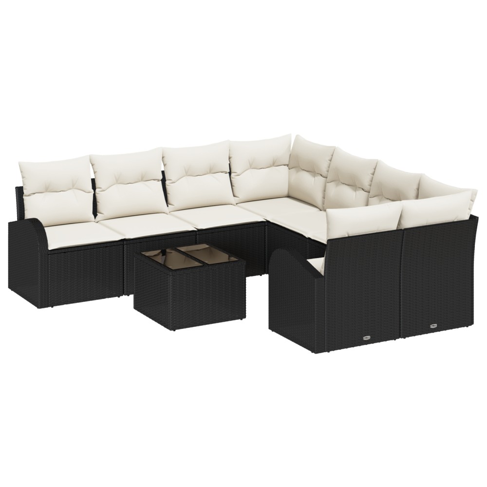 vidaXL Set de canapele pentru grădină 9 pcs Negru 55 x 55 x 37 cm