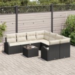 vidaXL Set de canapele pentru grădină 9 pcs Negru 55 x 55 x 37 cm vidaXL Set de canapele pentru grădină 9 pcs Negru 55 x 55 x 37 cm