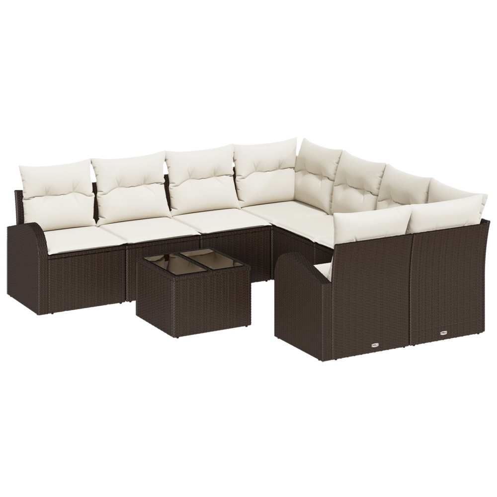 vidaXL Set de canapele pentru grădină 9 pcs Maro 55 x 55 x 37 cm