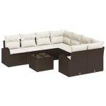 vidaXL Set de canapele pentru grădină 9 pcs Maro 55 x 55 x 37 cm