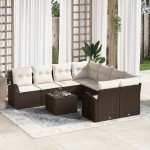 vidaXL Set de canapele pentru grădină 9 pcs Maro 55 x 55 x 37 cm