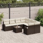 vidaXL Set de canapele pentru grădină 9 pcs Maro 55 x 55 x 37 cm