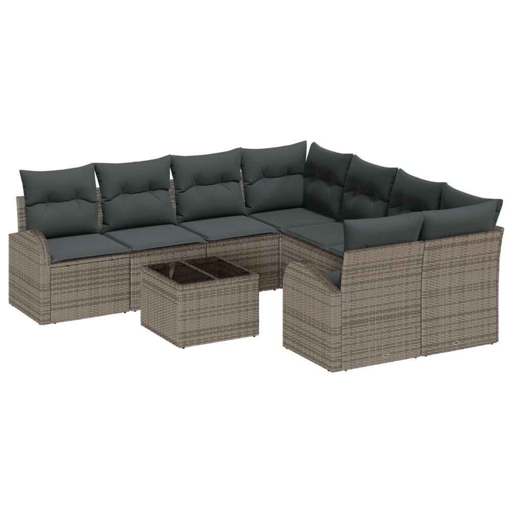 vidaXL Set de canapele pentru grădină 9 pcs Gri și Gri Închis