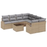 vidaXL Set de canapele pentru grădină 9 pcs Bej 55 x 55 x 37 cm
