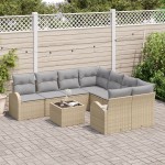 vidaXL Set de canapele pentru grădină 9 pcs Bej 55 x 55 x 37 cm