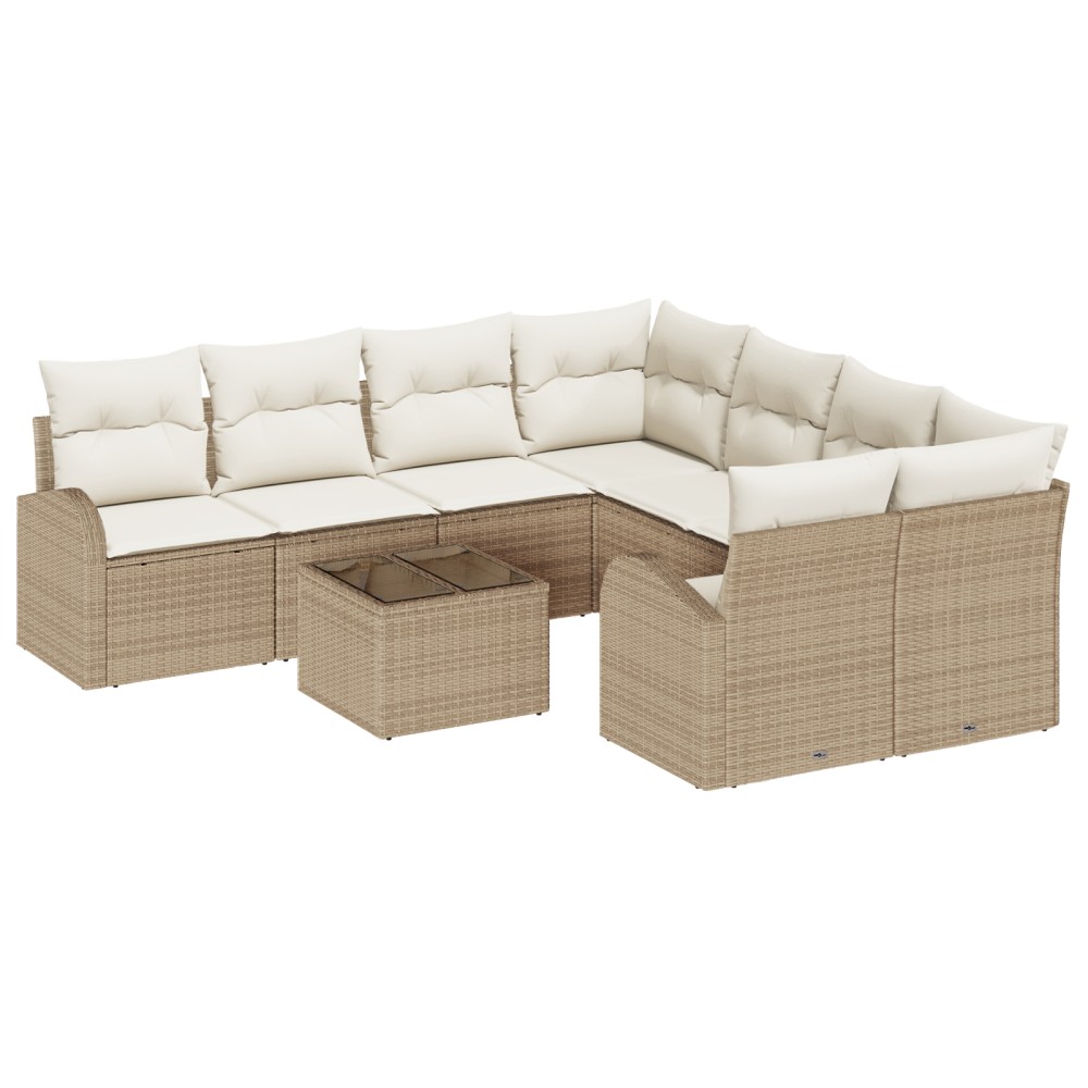 vidaXL Set de canapele pentru grădină 9 pcs Bej 55 x 55 x 37 cm