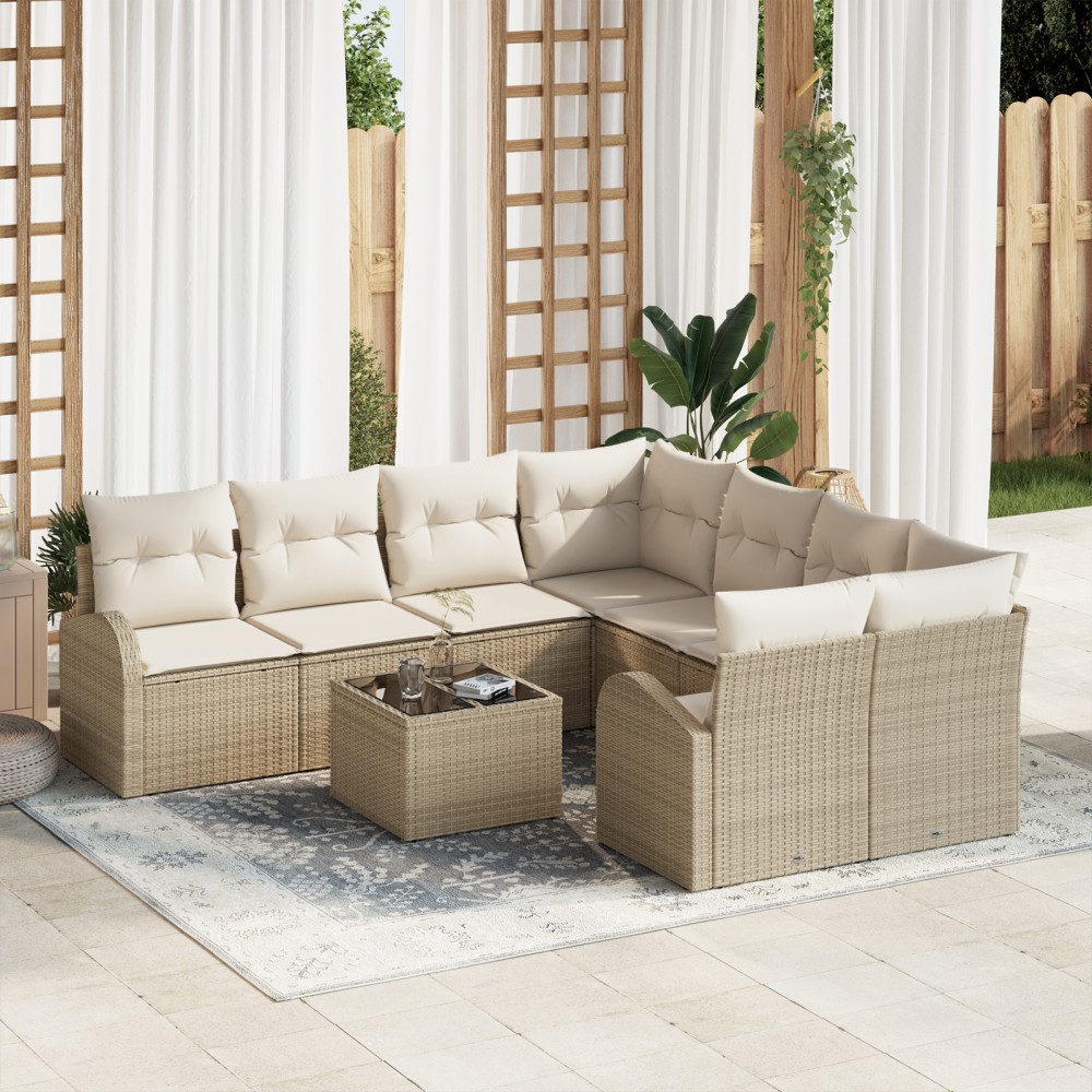 vidaXL Set de canapele pentru grădină 9 pcs Bej 55 x 55 x 37 cm