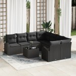 vidaXL Set de canapele pentru grădină 9 pcs Negru 55 x 55 x 37 cm