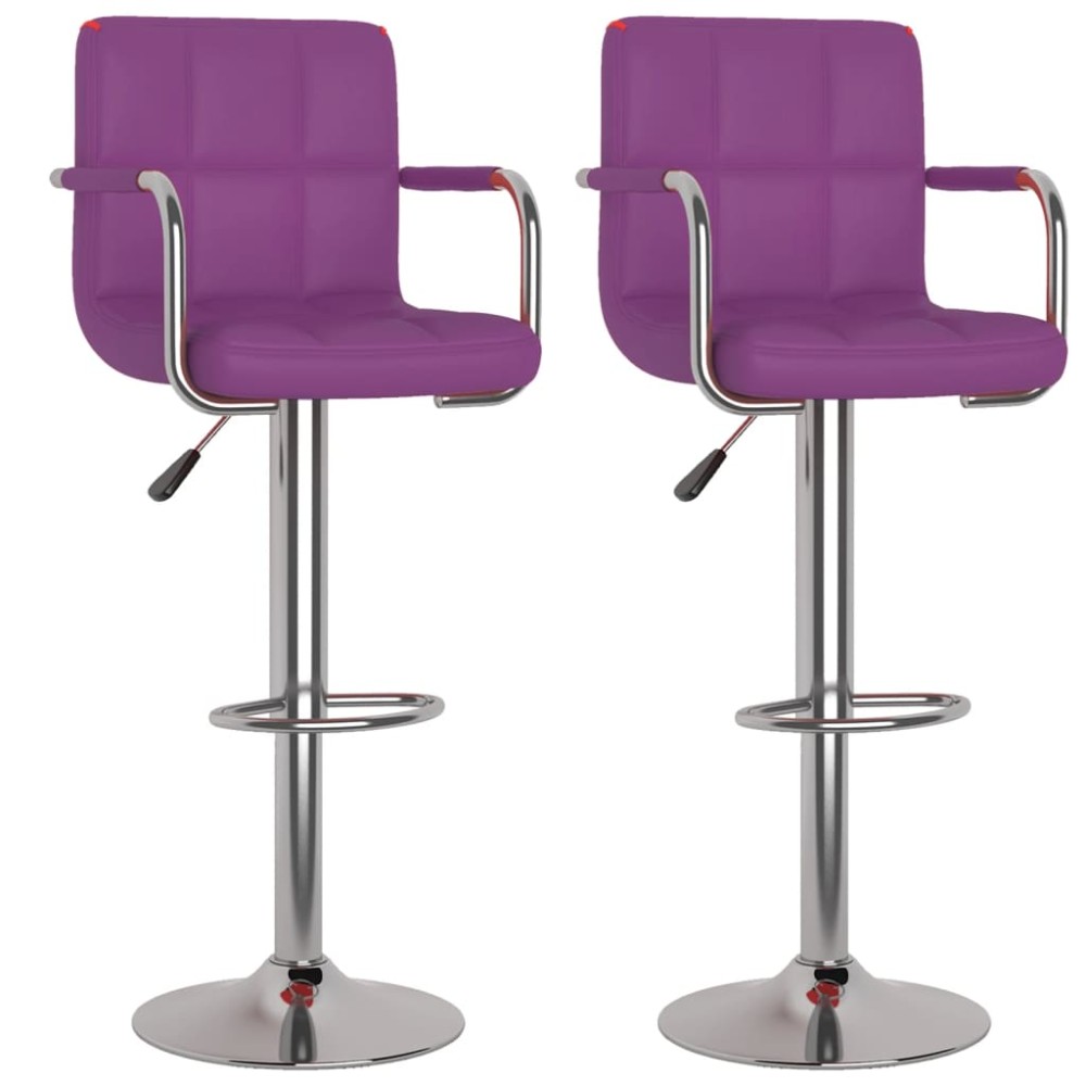 vidaXL Scaune de bar, 2 buc., violet, piele ecologică