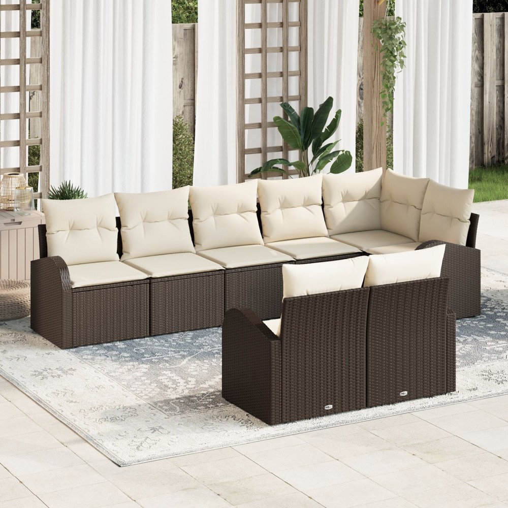 vidaXL Set de canapele pentru grădină cu pernă 8 pcs 289 x 124 x 85 cm