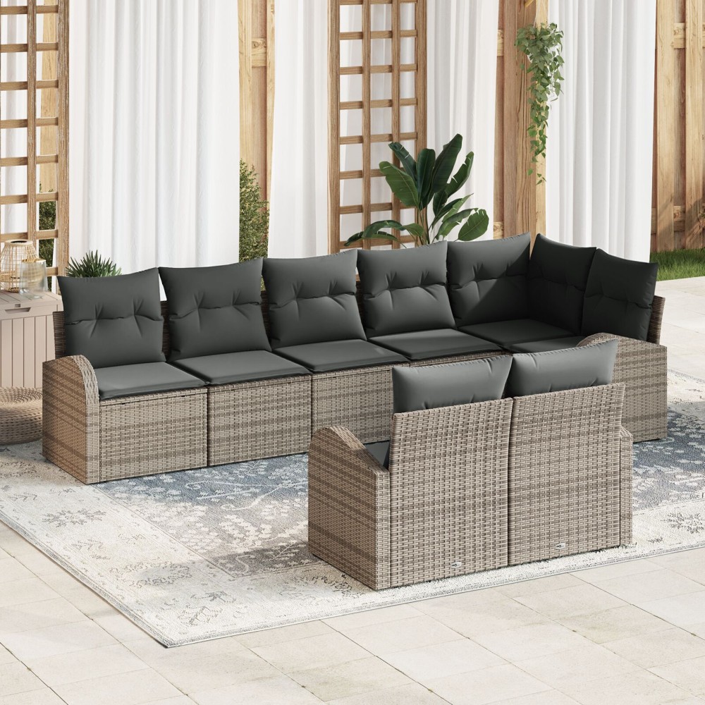 vidaXL Set de canapele pentru grădină cu pernă 8 pcs 289 x 124 x 85 cm